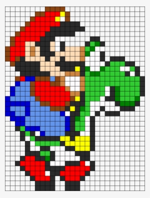 Mario And Yoshi Perler Bead Pattern / Bead Sprite - Mario Yoshi Pixel Art