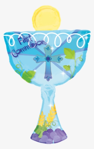 31" 1st Communion Blue Chalice Supershape Foil Balloon - Balloons First Communion
