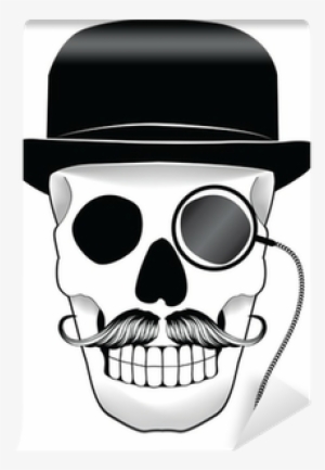 Illustration Of A Skull With Hat Mustache And Monocle - Moustache