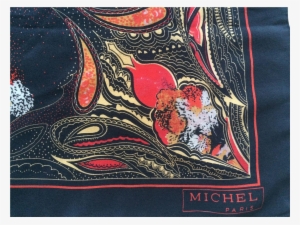 Vintage Michel Paris Black And Red Paisley Scarf - Paris