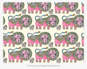 Pink Lion And Snail © Flora Chang