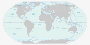 A Small Blank World Map With Oceans Marked In Blue - World Map With Ocean Boundaries