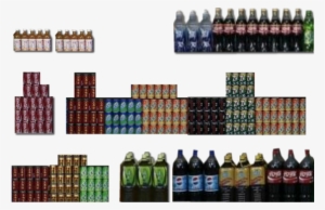 Supermarket Shelf Sodas Alpha Background - Supermarket Wall Texture