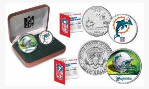 Nfl 2-coin Set State Quarter & Jfk Half Dollar In Exclusive - Miami Dolphins
