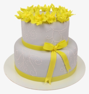 Свадебный Торт, Цветы, Желтый - Желтый Свадебный Торт С Ягодами