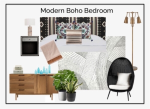Design Board Modern Boho Bedroom Updated - Union Rustic Fuller Linen Upholstered Panel Headboard
