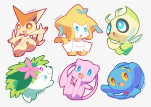 Art Pokemon Mew Jirachi Victini Celebi Manaphy Art - Victini Jirachi Celebi
