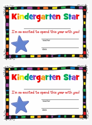 Star Pencil And In Color - First Day Kindergarten Certificate
