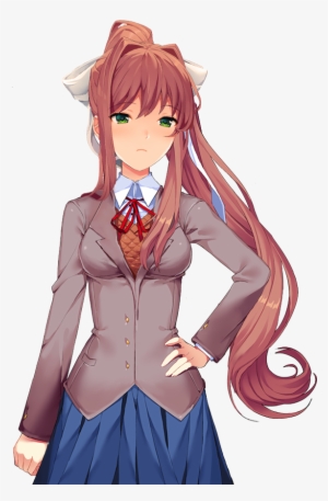 Doki Doki Monika Hand On Hip Png - Doki Doki Literature Club Monika