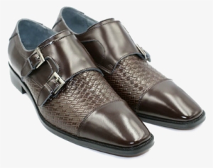 The Steve Harvey Dress Collection - Steve Harvey Brown Double Buckle Monk Strap Weave Design