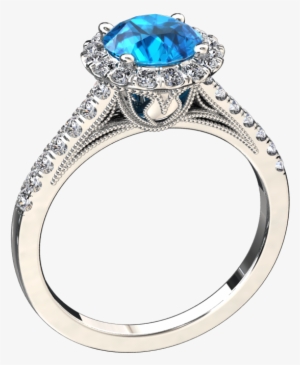 Natural Blue Topaz And Diamond Ring Style - Gold