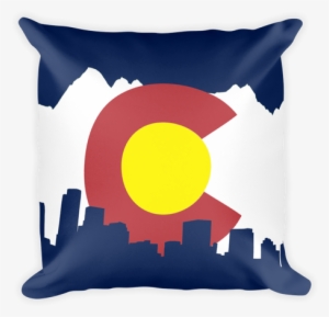 Denver Skyline Colorado Flag Pillow - Denver Skyline Art Mountains