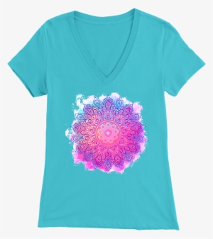 Mandalamerch Watercolor Wheel Womens V Neck - Shirt