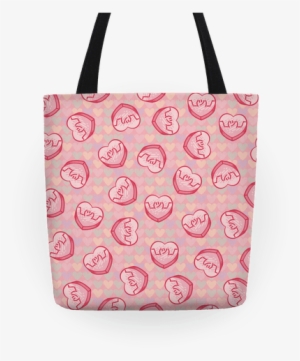 Shrug Emoji Candy Hearts Pattern Tote - Shrug