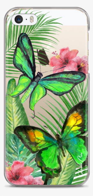 Coque Iphone 5c Green Watercolor Butterflies - Smartphone