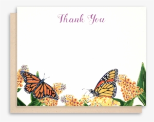 Monarch Butterfly Flat Note Cards - Foral Business Thank You Card