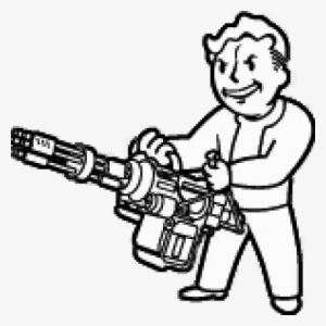 Minigun Drawing Picture Library Stock - Fallout Vault Boy Minigun