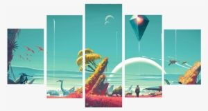 Hd Printed No Man's Sky 5 Pieces Canvas - 65daysofstatic No Man's Sky / O.s.t. Vinyl Record