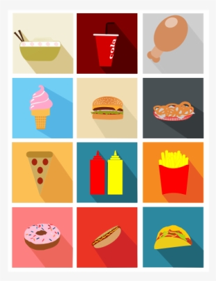 Fast Long Shadow Icons Medium Image Png - Fast Food Minimalist Icons