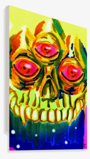 Three Eyed Skull Painting Canvas Print - Artist
