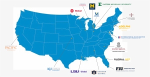 University Partners Map Png - Us Without California