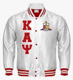 Kappa Alpha Psi Satin Bomber Jacket - Kappa Alpha Psi White Satin Jacket