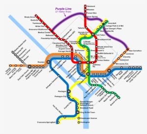 Integration Of Purple Line Into Wmata Metrorail Map - Washington Dc Metro Map
