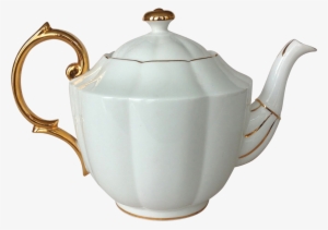 Royal Albert Countess Shape White Tea Pot With Gold - Teapot
