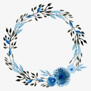Watercolour - Blue Watercolor Wreath Png