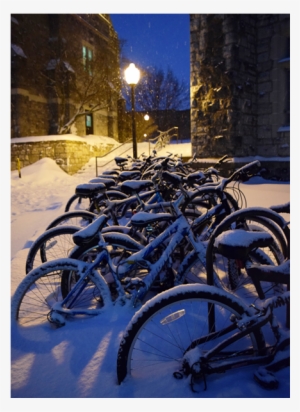 The Snow Piles Up On Bikes Parked On The Campus Of - Campus Of Virginia Tech