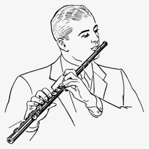 Flute Drawing Black And White Computer Icons Music - Playing The Flute Drawing