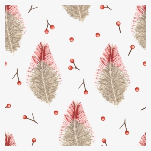 Plant Leaves Transparent Watercolor Decorative Figure - Red