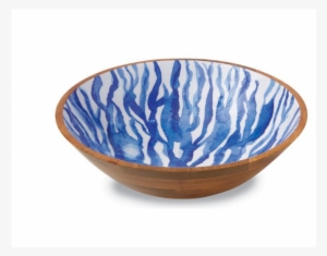 Wood And Enamel Blue Coral Bowl - Wood Print Bowl