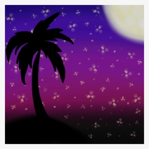 #palm #tree #moonlight #stars - Illustration