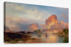 Riders Along The River Canvas Print - Thomas Moran Cliffs Of Green River