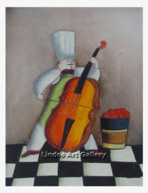 Chef With Cello Checkered Floor Painting - Viola
