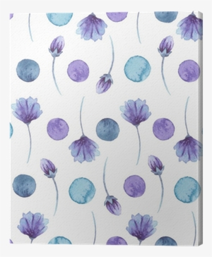 Watercolor Blue Flowers And Confetti Seamless Pattern - Vinyl Wall Mural
