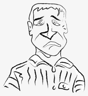 Free Vector Freehand Sad Man - Sad People Cartoon Black And White