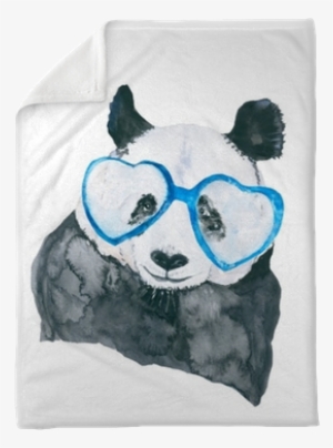 Panda With Glasses - Watercolor Painting