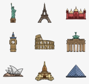 Monuments Of The World - World Landmarks Icons Png