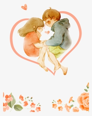 Cartoon Silhouette Hand Drawn Couple Knot Illustration - Illustration