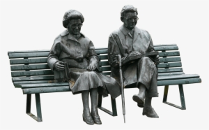 Couple Old People Sitting On A Bench Statue - All Png Transparent Full Hd