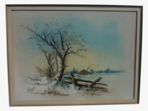 Pastel Drawing Of Snowy Winter Landscape Circa - Winter Pastel Draw