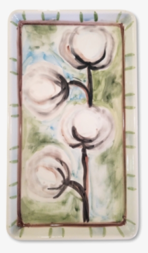 Cotton Stalk 12″ Rectangle Dish - Still Life