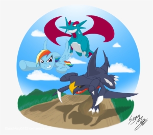 Blood-asp0123, Crossover, Garchomp, Pokémon, Rainbow - Cartoon