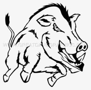 Drawn Boar Hog - Wild Boar Black And White