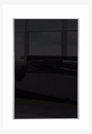 Silver Frame Black Glass Loft / Attic Sliding Wardrobe - Black Glass Door Png