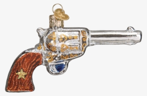Picture Of Western Revolver - Lucky Mushroom Glass Blown Hanging Christmas Ornament