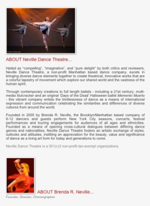 About Neville Dance Theatre Hailed As “compelling”, - Dance