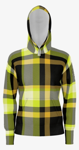 Yellow & Black Checkered Pattern Hoodie - Hoodie